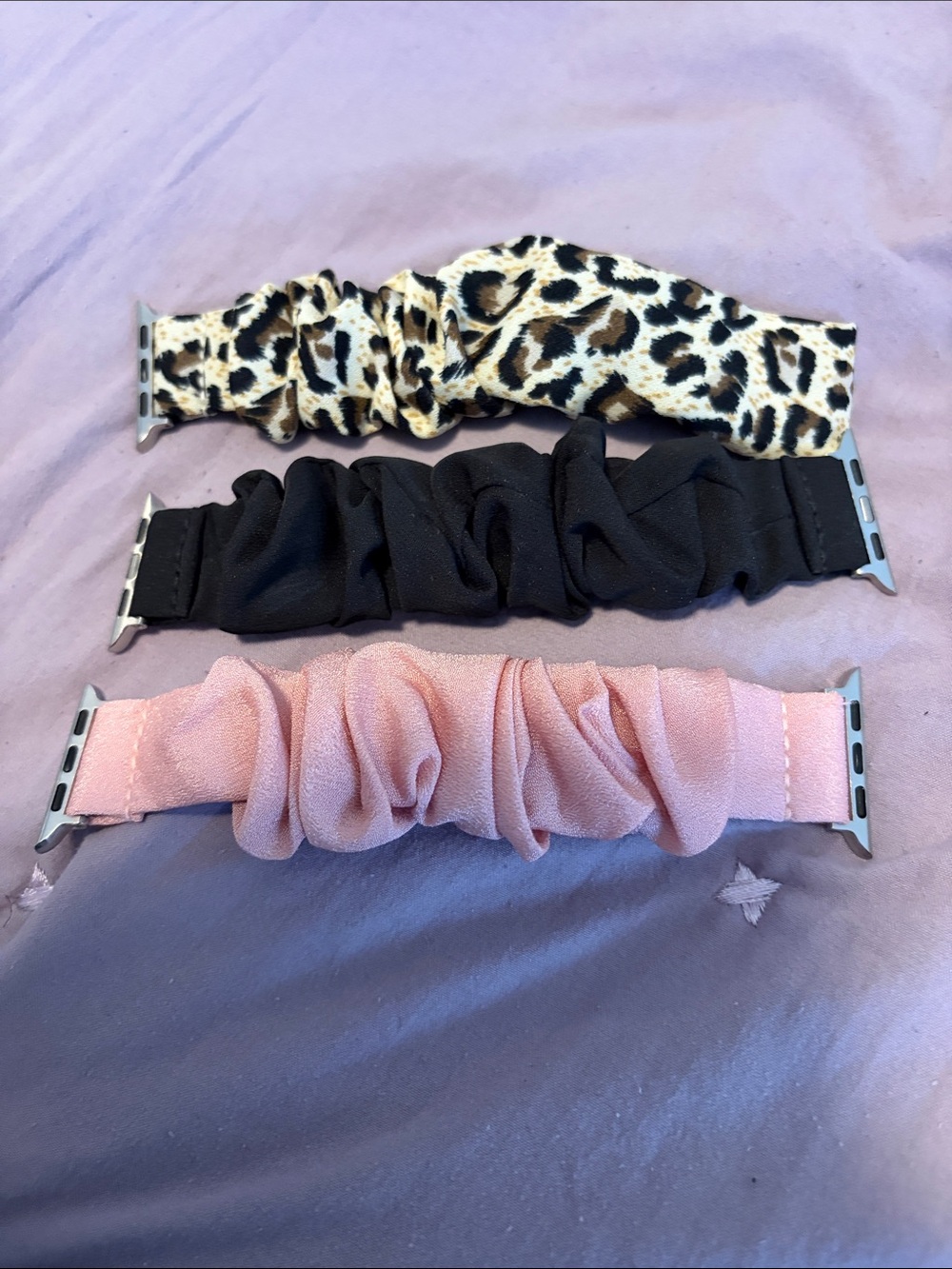 Scrunchie-Style Replacement Watch Bands - Pink, Black & Leopard